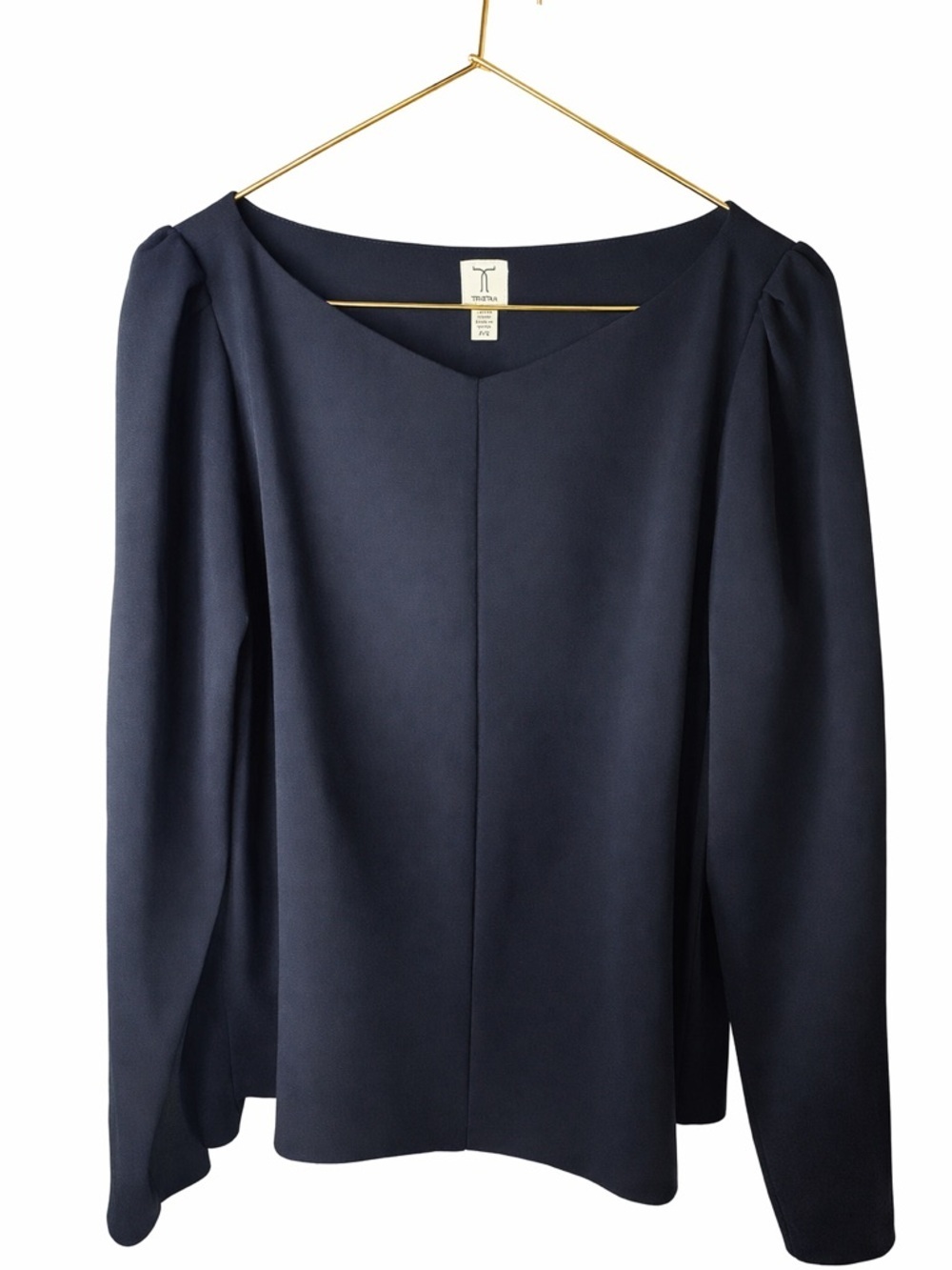 🆓 $0 WITH PURCHASE - TRISTAN Black Blouse Minimalist Flowy Crepe Sz Small